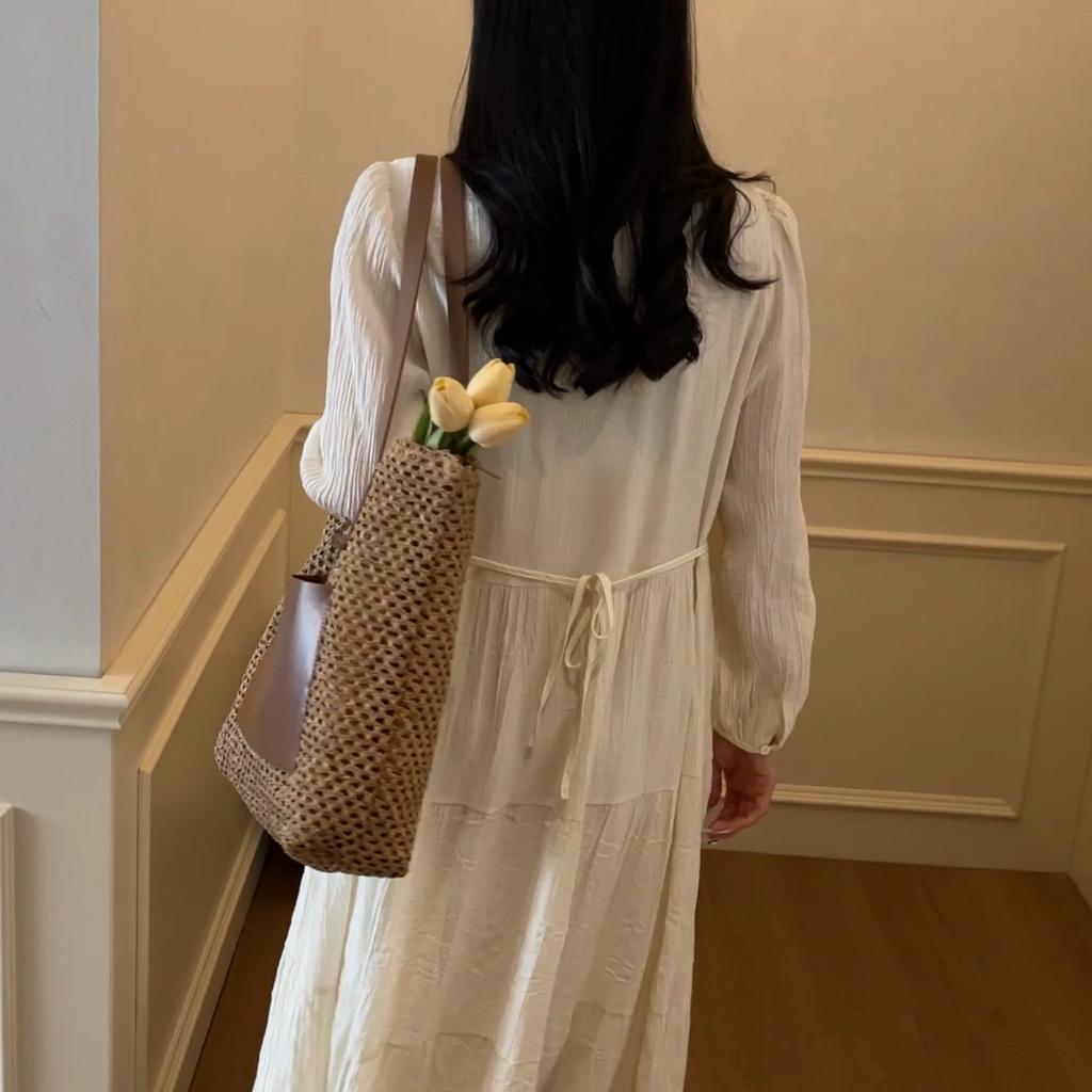 Woven Tote Bag for Women Summer Beach Handbag with Faux Leather Strap Fashion Casual Carryall