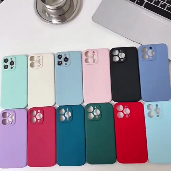 Luxury Liquid Silicone Phone Case for Iphone 11 12 13 Mini 14 15 16 Pro Max 15 Plus Candy Color Soft Back Cover Cases