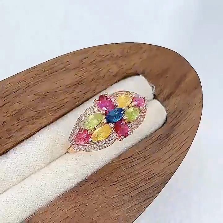Sace Gems Inele din argint 925 2.5*5MM turmalina naturala cu pietre pretioase pentru femei Cocktail de logodna Cadou de bijuterii fine