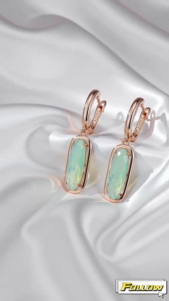 Orecchini pendenti con zirconi naturali lunghi eleganti verde lago Kinel per gioielli di lusso da donna per matrimoni