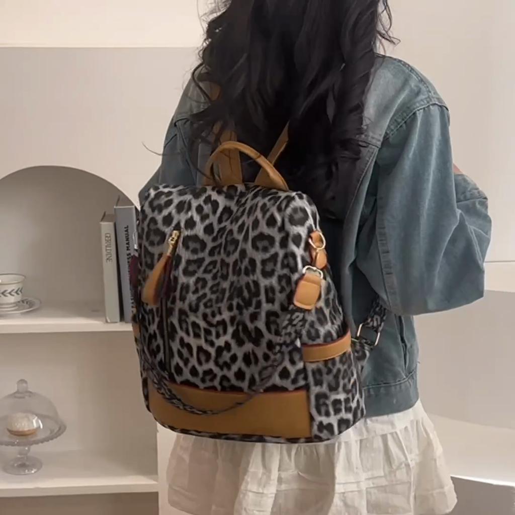 Leopard Print Backpack Women's Travel Large Capacity Anti-theft Backpack