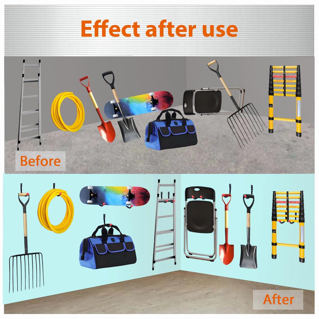 Wall-Mounted U-Shaped Garage Tool Storage Hooks