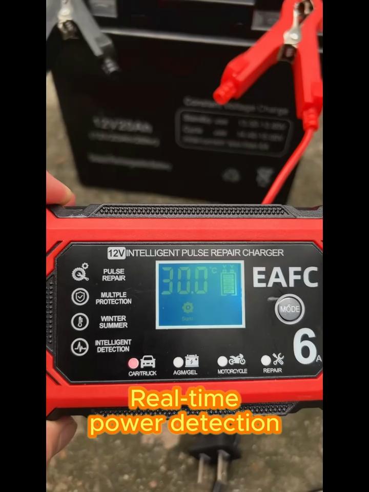 מטען מצבר לרכב 12V 6A, מטען חכם לטפטוף מצבר, שומר מצבר 12V לרכב, משאית, אופנוע, מכסחת דשא, סירה, מטען מצבר עופרת-חומצה