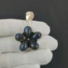 Blue Flashy Labradorite Gemstone Silver Pendant In 925 Sterling Silver - Handmade Flower Design, Everyday Wear Jewelry Wadding Gift