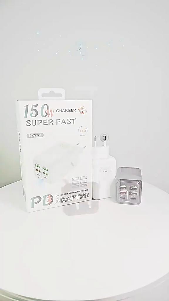 150 W 6 portos Pd QC 4.0 Usb C gyorstöltő fali adapter szupergyors töltés iPhone-hoz Samsung Ipad Xiaomi Huawei Oneplus Oppo