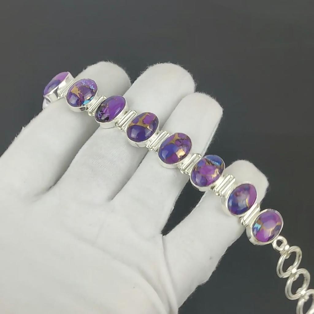 Lila Stachelige Austern Armband 925 Sterlingsilber Armband Verstellbare Kettenarmband Handgefertigt Boho Armband Edelsteinschmuck Verlobungsgeschenke