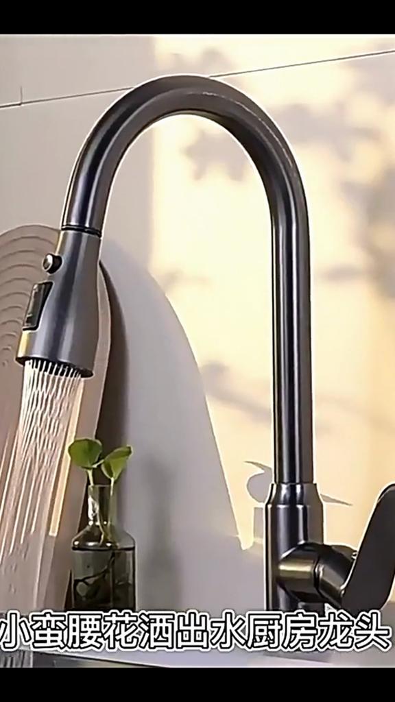 Rubinetto da Cucina Estraibile Nero Caldo e Freddo Lavello Domestico Lavastoviglie Vasca Lavaggio Rubinetto Installazione a Ponte