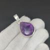 Natürlicher Amethyst Edelstein Silber Anhänger aus 925 Sterling Silber - Handgefertigtes Design, Alltagsschmuck, Einzigartiger Anhänger Verlobungsgeschenk