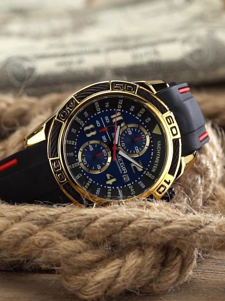 Megir Silicone Sport Watch Men Relogio Masculino Top Brand Luxury Chronograph Army Military Watches Clock Men Quartz Wristwatch