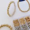 580-700pcs/Box 4/6/8mm DIY Jewelry Beads Kit Gold Rhodium CCB Round Ball Beads Alphabet Letter Beads With Elastic For Bracelet DIY Jewelry Making