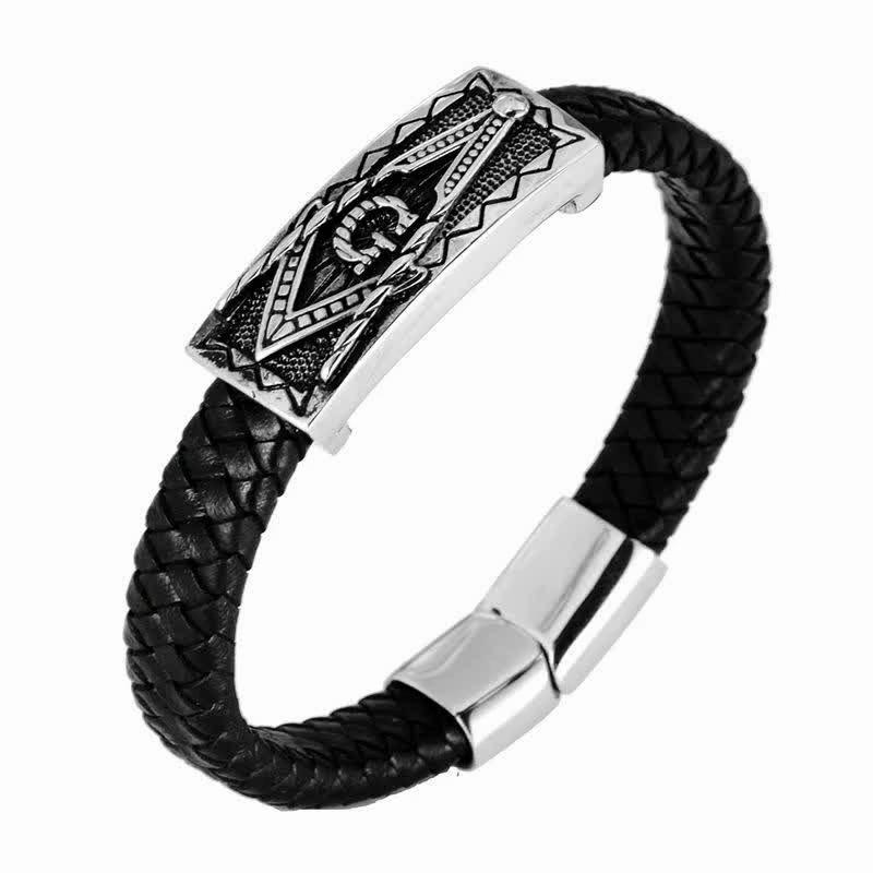 Fashion Titanium Steel Leather Rope Bracelet Men's, Stainless Steel Woven Bracelet Hand Fashion Daily Jewelry Gift Accessories