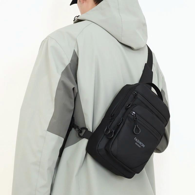 Men's Chest Bag Sports Commuter Shoulder Bag Multifunctional Nylon Large Capacity Outdoor Crossbody Bag