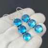 Blue Topaz Gemstone Earring, 925 Sterling Silver Handmade Jewelry Earring, Topaz Crystals, Earring For Women, Blue Topaz Earring For Her