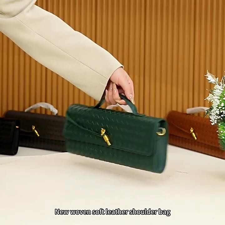 Nuova Borsa Monospalla in Morbida Pelle PU Intrecciata a Mano 2024 per Festa Serale Borsa a Mano Borsa a Tracolla Borsa di Design per Donna