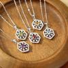 925 Sterling Silver Snowflake Pendant Necklace for Women, Natural Amethyst/Peridot/Topaz Crystal Necklace, Fashion Jewelry