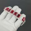 Pulsera de Granate Rojo Facetado Plata de Ley 925 Joyería Pulsera de Cadena Ajustable Gema Forma Cojín Joyería Hecha a Mano Regalo Para Ella