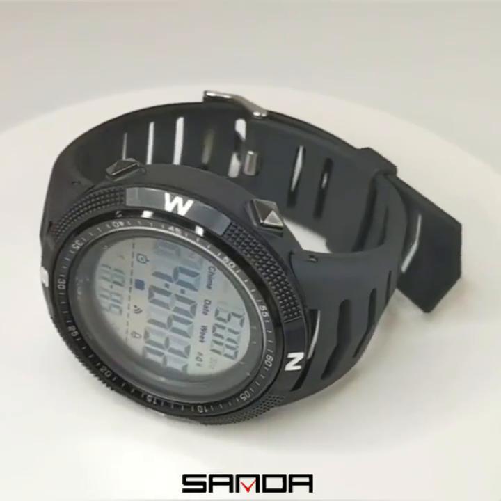 SANDA Ny elektronisk mätare Movement Modetrend Mäns mellanstadieelever tittar på The Night Light Waterproof Watch