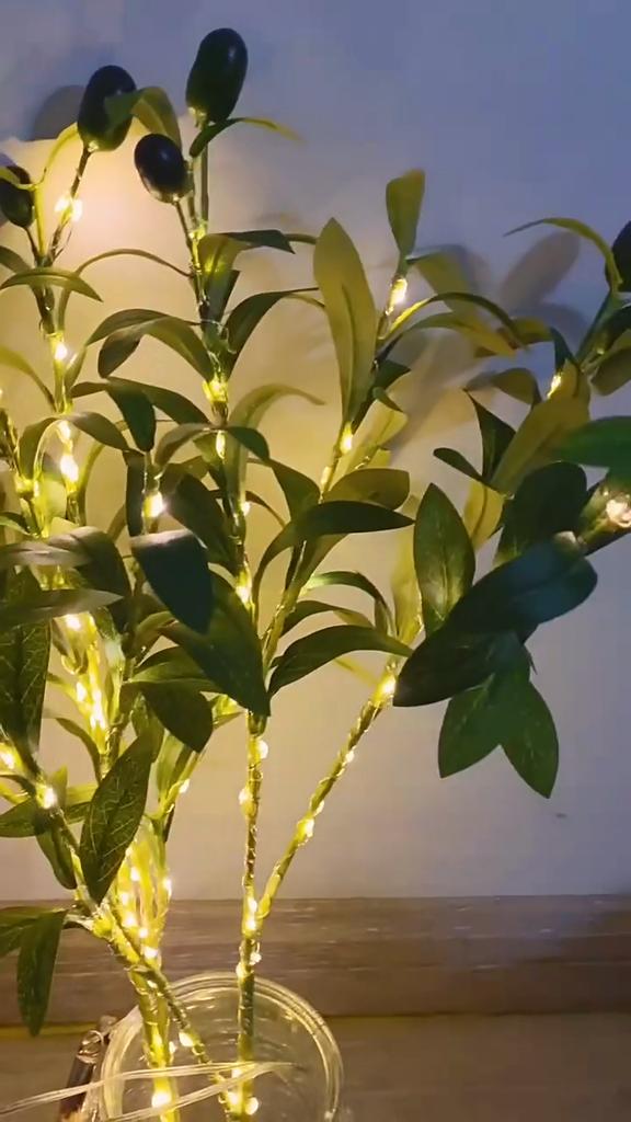 Lighted Artificial Olive Branches For Vases, Greenery Decorative Stems For Table Centerpieces Wedding Flower Arrangements Indoor Home Decoration