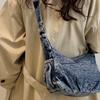 Borsa a doppio strato piccola quadrata, borsa in denim, borsa a tracolla leggera da donna.
