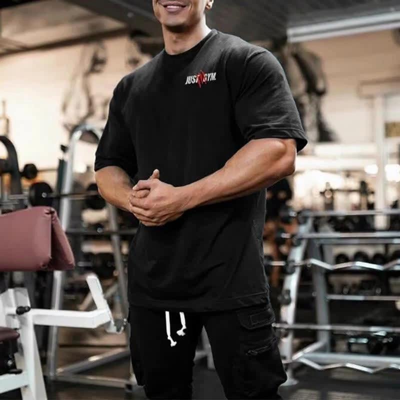 Muscleguys New Summer Oversized T Shirt Men Gym Bodybuilding Fitness Loose Casual Lifestyle Wear T-shirt Male Streetwear Hip-Hop Tshirt