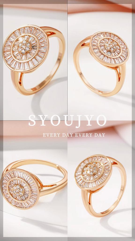Kinel Ring mit quadratischem Zirkon, voll gepflastert, für Damen, Roségold, Braut, Hochzeitsschmuck