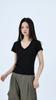 Women's Spring Summer Casual Sexy V-Neck Slim Fit Short Sleeve T-Shirt