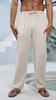 Men's Cotton Linen Pants Straight Leg Lightweight Breathable Comfortable Trousers Beach Style Solid Color Casual Cozy Sweatpants