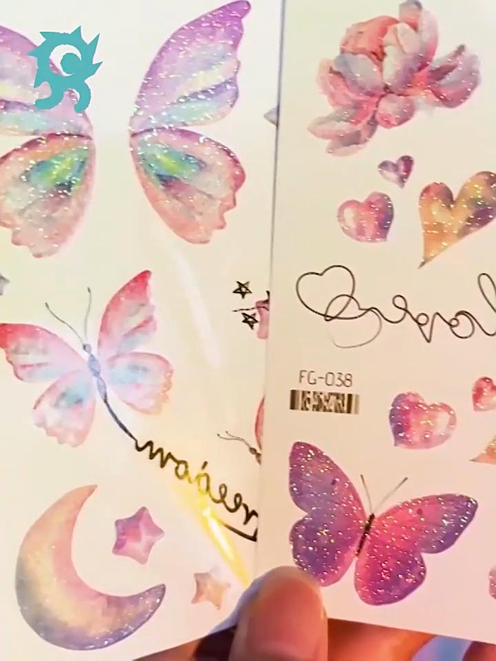 Glitter Butterfly Tattoos Temporary Stickers Waterproof Butterfly Face Tattoo Glitter Fairy Wings Makeup Fake Tattoos For Girls Party Gifts