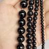 Cuentas Redondas de Ágata Negra, Grado AA 3-12 mm, Hilo de 15", Cuentas de Piedras Preciosas Sueltas, Elige Tamaño para Joyería