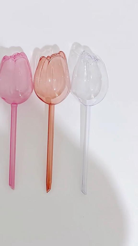 1/8Pcs Pink Tulip Plant Watering Balls, Automatic Plant Waterers Drippers, Self-Watering Globes for Indoor & Outdoor Plants