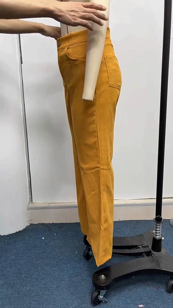 Pantaloni in Velluto a Coste Tinta Unita Taglie Forti da Donna Primavera e Autunno Pantaloni Micro a Vita Alta Casual con Temperamento