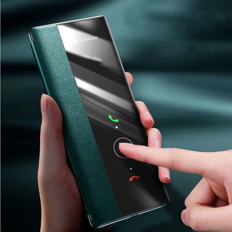 Leather Phone Case For Samsung S24 Ultra View Windows Flip Case For Galaxy S23 S22 S21 S24 Ultra Note 20 10 Plus Full Protection Protector Matte Cover