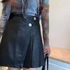 Summer Leather Skirts Women Korean Fashion Vintage OL  PU Short Skirt Ladies Casual High Waist Pleated A-line Mini Skirt