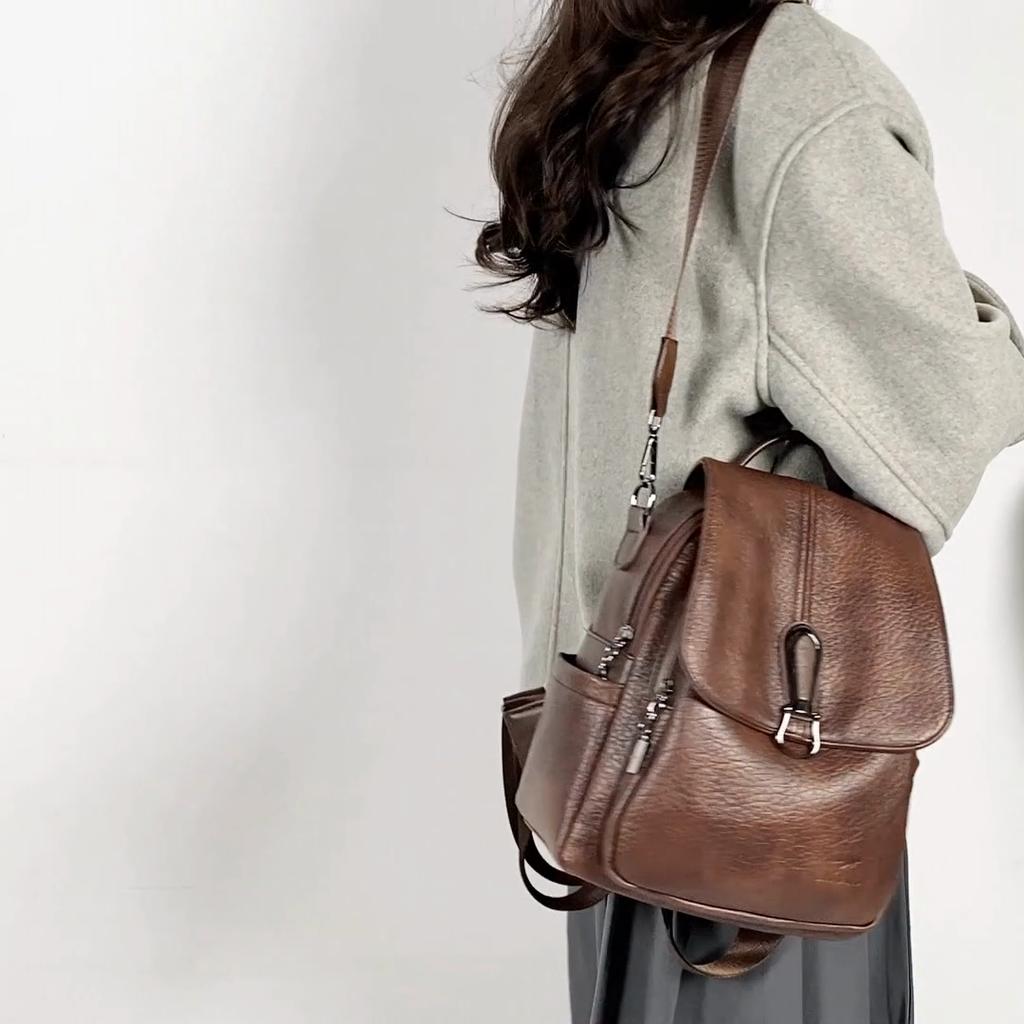 Vintage Rucksack Damen PU Rucksack Große Kapazität Multifunktionale Umhängetasche