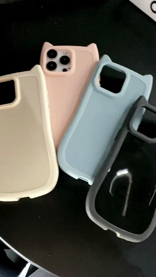 Weiche TPU-Silikonhülle mit Cartoon-Katzenohren für iPhone 15 Pro Max 14 Plus 13 12 11 Pro All-inclusive-Absturzsicherung