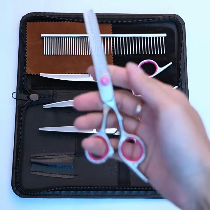5-in-1 Professional Dog Grooming Scissors Set with Curved Scissors and Comb | Made of Stainless Steel Material, Pet Hair Trimming Set