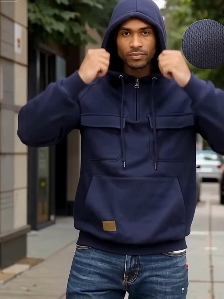 2024 Men's Multi-Pocket Zipper Hoodie - Spring/Autumn Casual Sports Sweatshirt