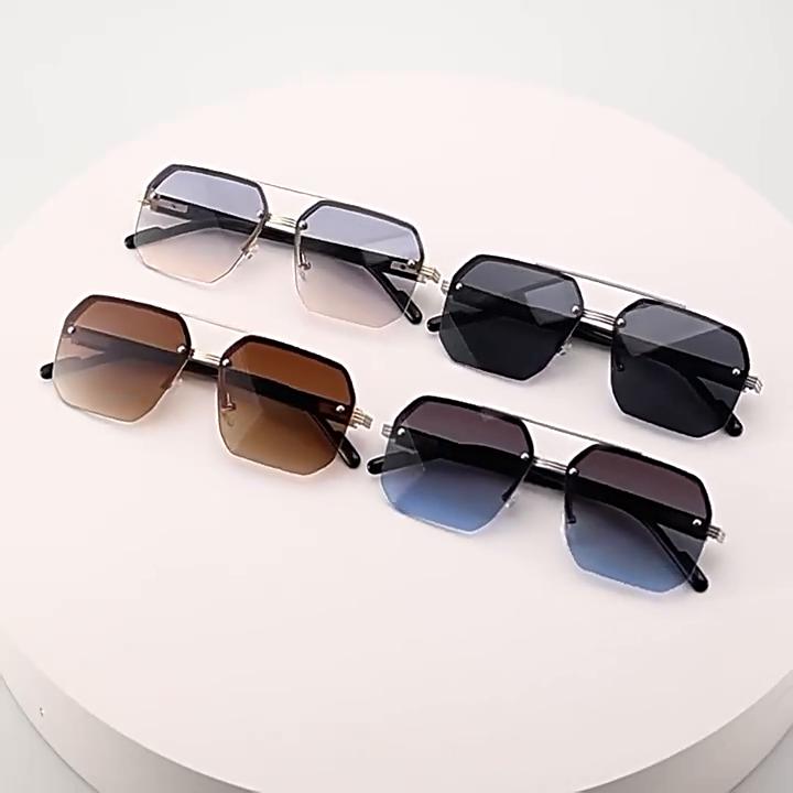 New Rimless Rectangle Sunglasses Women Fashion Frameless Square Sun Glasses Female Shades Classic Gradient Color Eyewear UV400