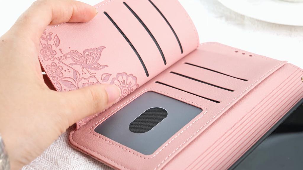 Floral Leather Wallet Case for Samsung Galaxy A05-A71 / S24-S25 series...Vintage All-in-One Card Holder w/Stand, Magnetic Closure & Wrist Strap