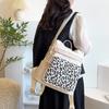 Rucsac Vintage cu Cusături Imprimeu Leopard Geantă de Umăr Multifuncțională Rucsac Mare pentru Studenți
