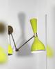 Olive Green Brass Diabolo Wall Sconce Pair: Mid-Century Italian Lighting