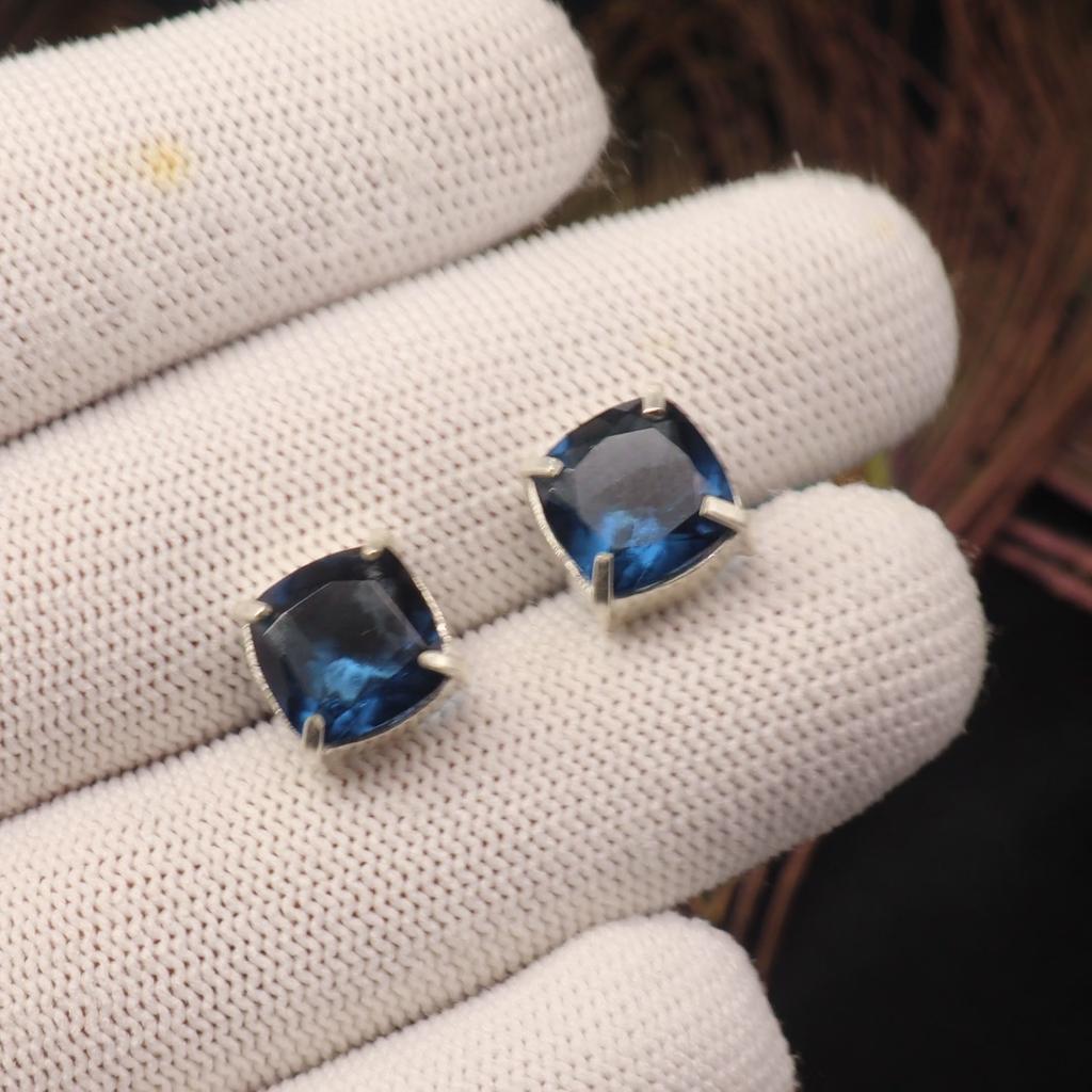 London Blue Topaz Gemstone 925 Sterling Silver Women Jewelry Designer Earring 1" For Anniversary Gift EE-181-13
