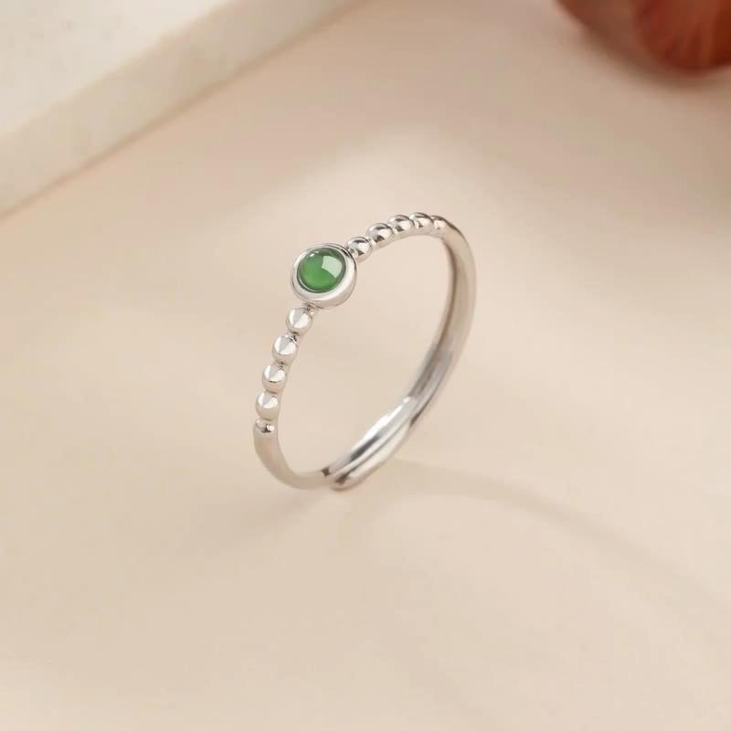 Natural jadeite sterling silver s925 ring Japanese exquisite fashion women's jewelry new Chinese daily jewelry gift