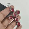 Dainty Red Ruby Gemstone Pendant 925 Sterling Silver- Handmade Cross Design, Everyday Wear Jewelry, Unique Red Ruby Pendant Wife Gifts