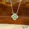 S925 Sterling Silver Natural Stone Clover Necklace Women's Simple Niche Design Heavy Industry Clavicle Chain