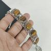 Natural Tiger Eye Gemstone Handmade 925 Sterling Silver Bracelet, Tiger Eye Bracelet For Wife , Unisex Bracelet, Father's Day Gift