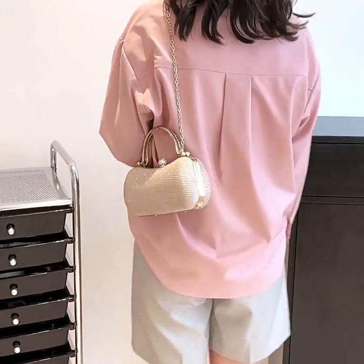 Pochette da sera da donna con strass e perline, Borsa da mano nuziale con tracolla a catena, Elegante borsa a tracolla per balli di fine anno e feste