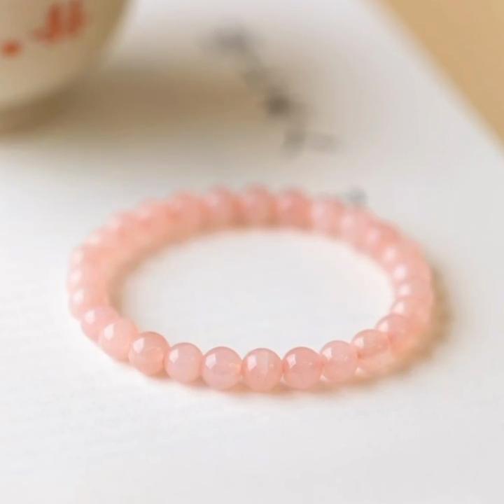 Pink Quartz Peach Blossom Bracelet Lucky Charm Beads for Women Girls Cute Ins Fairy Hand String