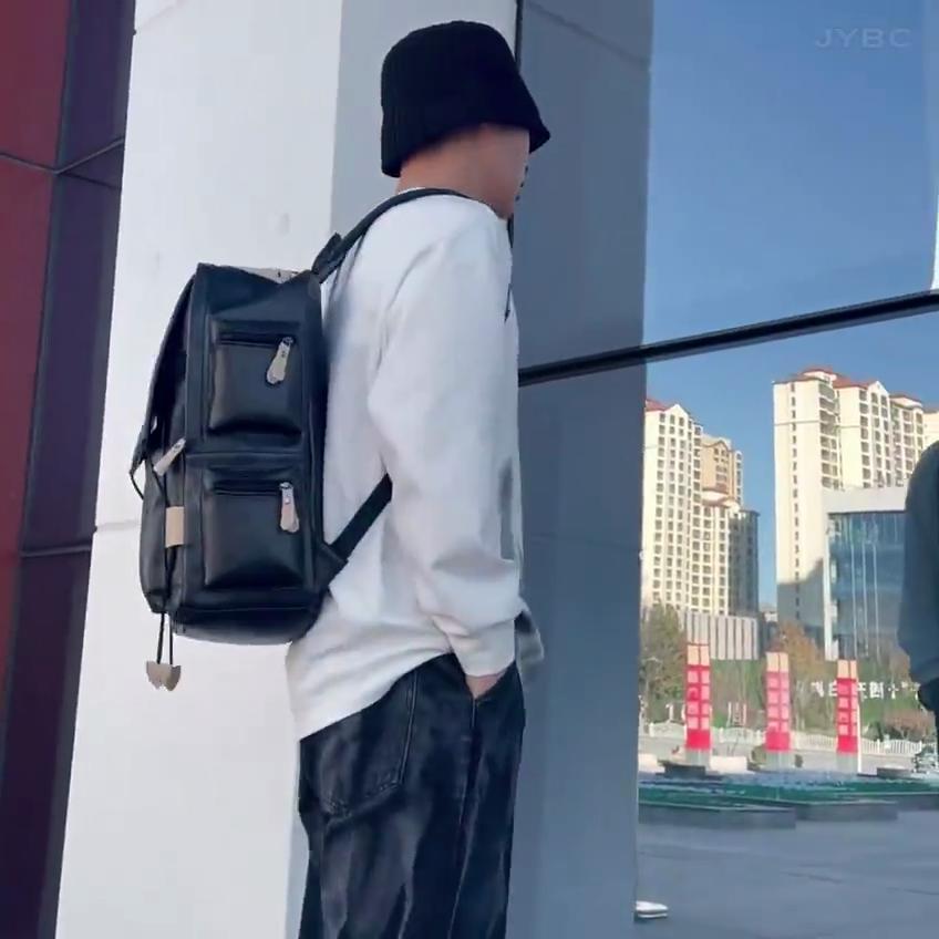 Hohe Kapazität Weichem Leder Rucksack Für Männer Fashon Schule Rucksack Multifunktions Männlichen Laptop Tasche Wasserdichte Reisetaschen