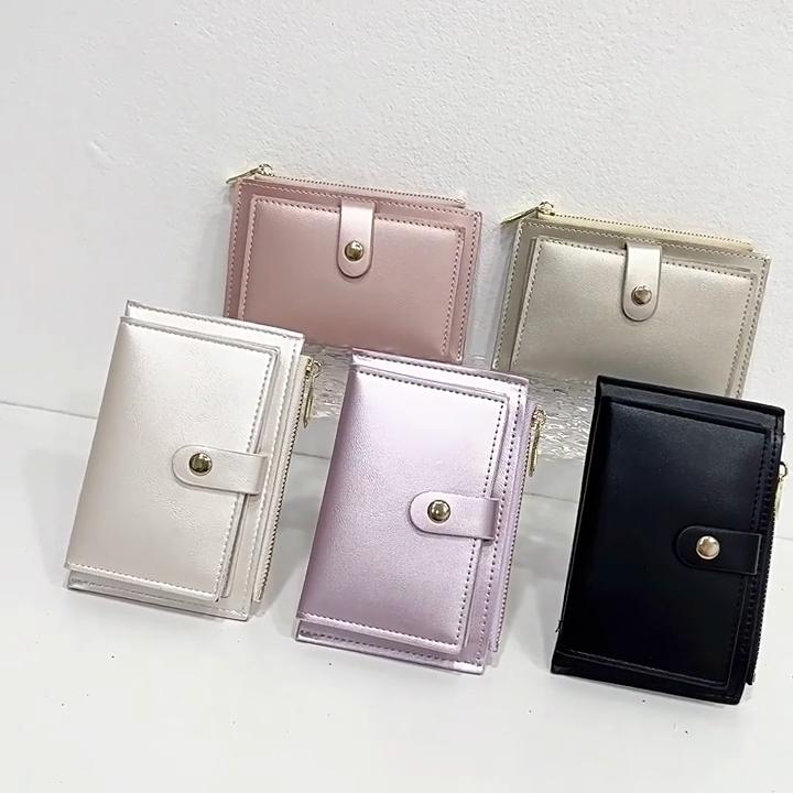 Portafoglio da Donna con Cerniera in Pelle Laser Perla Portamonete Corto alla Moda per Donna Borsa Portadenaro Clip Porta Carte di Credito